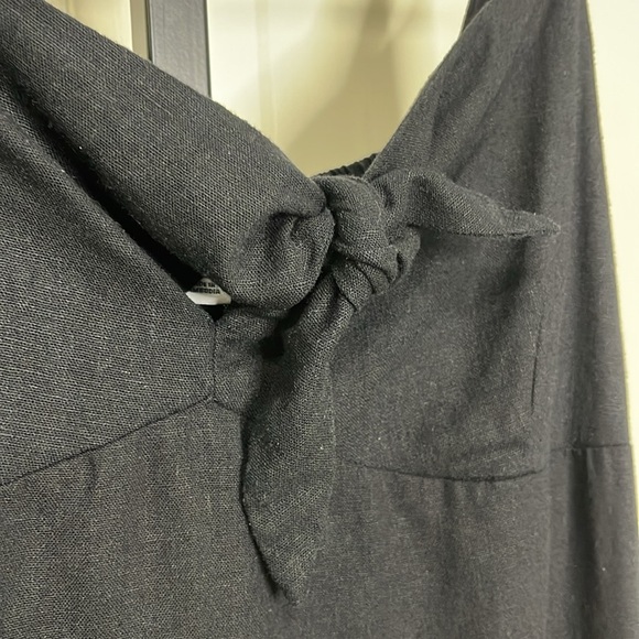 Old Navy Women’s Tie Front Size XL Navy Blue Sleeveless Linen Blend Shift Dress - Picture 3 of 9